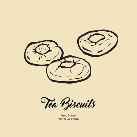 Jam doughnuts isolated hand drawn vector line illustration old style. Vector tea biscuits, cookies for cooking logo, packaging design, cafe menu, banner, flayer, coffee shop in retro hand drawn style.のイラスト素材