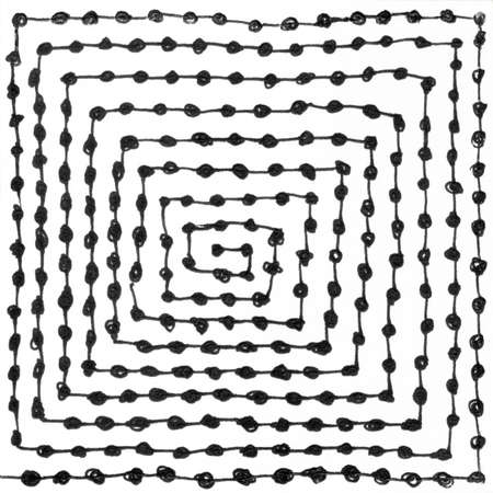 Spiral and dots ink texture background. Vintage black and white illustration with dots. Geometric abstract decorative pattern. Grunge ink drawing, modern paper art black texture mockup white backdrop.の写真素材