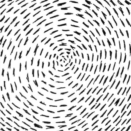 Strokes spiral ink texture background. Vintage black and white illustration strokes. Geometric abstract decorative pattern. Grunge ink drawing, modern paper art black texture mockup on white backdrop.の写真素材