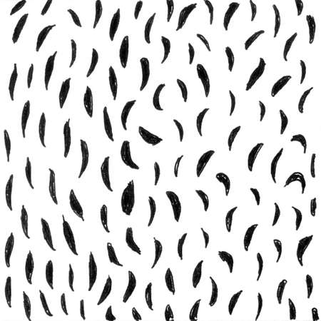 Strokes leaves ink texture background. Vintage black and white illustration strokes. Geometric abstract decorative pattern. Grunge ink drawing, modern paper art black texture mockup on white backdrop.の写真素材