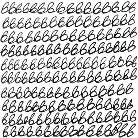 Font ink texture background. Vintage black white illustration handwritten letters B. Hand drawn decorative cursive letter pattern. Grunge ink drawing modern art black texture mockup on white backdrop.の写真素材