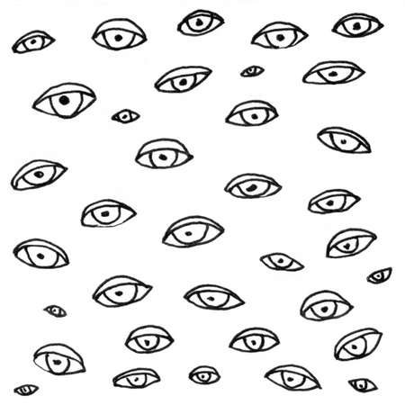 Eyes ink texture background. Vintage black and white illustration eyes. Hand drawn abstract decorative pattern. Grunge ink drawing, modern paper art black texture mockup on white backdrop.の写真素材