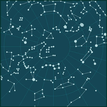 Star map vector illustration. Map of constellations. System star solar graphic vintage astronomy...