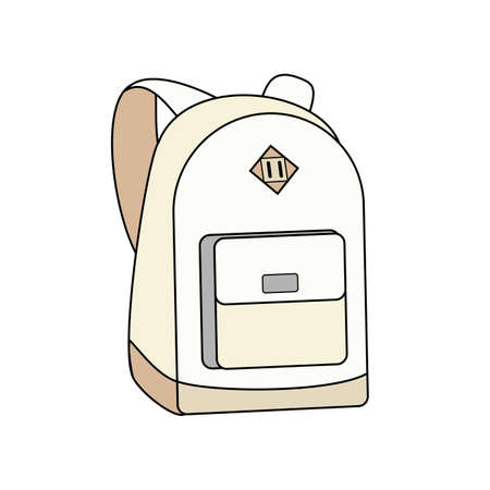Backpack, bag, rucksack vector white isolated. Youth fashion hipster school boy girl knapsack illustration in minimalist style for sign, poster, postcard, fashion booklet, flyer.のイラスト素材