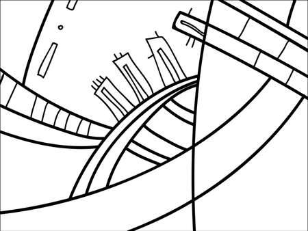 Abstract vector pattern, black and white doodles. Background for poster, postcard, backdrop. Illustration with abstract forms composition template. Psychedelic doodle graphic with lines, circles.のイラスト素材