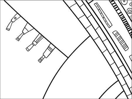 Abstract vector pattern, black and white doodles. Background for poster, postcard, backdrop. Illustration with abstract forms composition template. Psychedelic doodle graphic with lines, circles.のイラスト素材