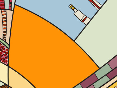 Abstract vector pattern, black and white doodles. Background for poster, postcard, backdrop. Illustration with abstract forms composition template. Psychedelic doodle graphic with lines, circles.のイラスト素材