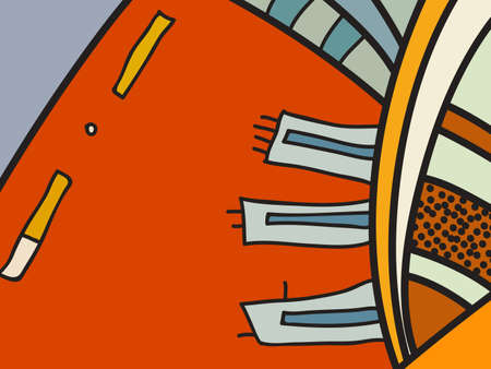 Abstract vector pattern, black and white doodles. Background for poster, postcard, backdrop. Illustration with abstract forms composition template. Psychedelic doodle graphic with lines, circles.のイラスト素材