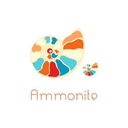 Fossil ammonite nautilus seashell icon. Hand drawn illustration for spa salon, seafood cafe, restaurant, corporate identity.のイラスト素材