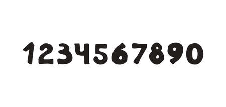 Numbers font decorative hand drawn lettering, vector numerals set. Handwritten typographic design....