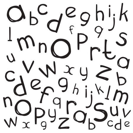 Alphabet isolated pattern. Letters vector illustration. Illustration pattern wallpaper background. Typography design. Font with black and white symbols pattern on white background. Texture alphabet.のイラスト素材