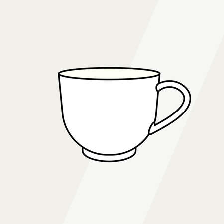 Tea cup simple form vector illustration. Vector line illustration isolated mug logo icon cafe menu banner flayer. Tea cup logo coffee shop. Silhouette tea cup demitasse coffee mug isolated backgroundのイラスト素材