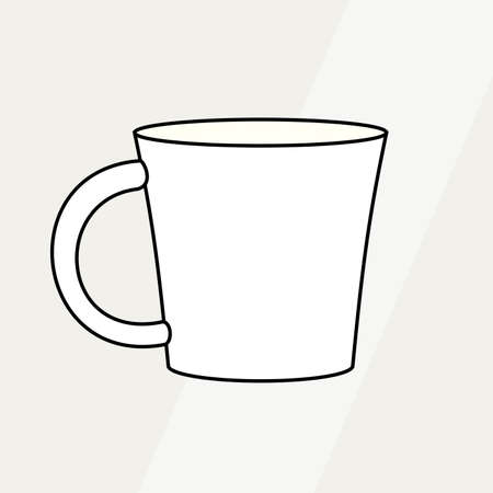Tea cup simple form vector illustration. Vector line illustration isolated mug logo icon cafe menu banner flayer. Tea cup logo coffee shop. Silhouette tea cup demitasse coffee mug isolated backgroundのイラスト素材
