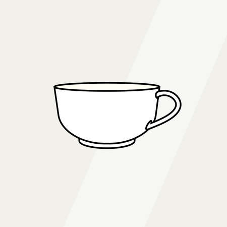 Tea cup simple form vector illustration. Vector line illustration isolated mug logo icon cafe menu banner flayer. Tea cup logo coffee shop. Silhouette tea cup demitasse coffee mug isolated backgroundのイラスト素材
