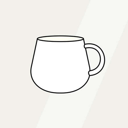 Tea cup simple form vector illustration. Vector line illustration isolated mug logo icon cafe menu banner flayer. Tea cup logo coffee shop. Silhouette tea cup demitasse coffee mug isolated backgroundのイラスト素材