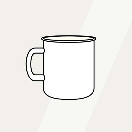 Tea cup simple form vector illustration. Vector line illustration isolated mug logo icon cafe menu banner flayer. Tea cup logo coffee shop. Silhouette tea cup demitasse coffee mug isolated backgroundのイラスト素材