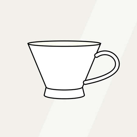 Tea cup simple form vector illustration. Vector line illustration isolated mug logo icon cafe menu banner flayer. Tea cup logo coffee shop. Silhouette tea cup demitasse coffee mug isolated backgroundのイラスト素材