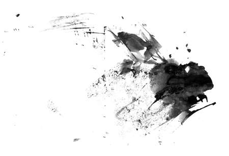 Abstract ink spots hand drawn illustration. Minimalistic hand drawn black and white painting. Watercolor illustration texture for card, background, poster, banner. Hand drawn watercolor spots, drops.の写真素材