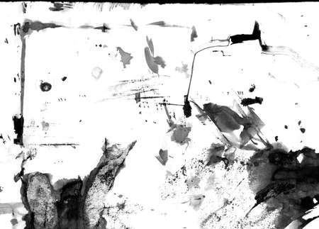 Abstract ink spots hand drawn illustration. Minimalistic hand drawn black and white painting. Watercolor illustration texture for card, background, poster, banner. Hand drawn watercolor spots, drops.の写真素材