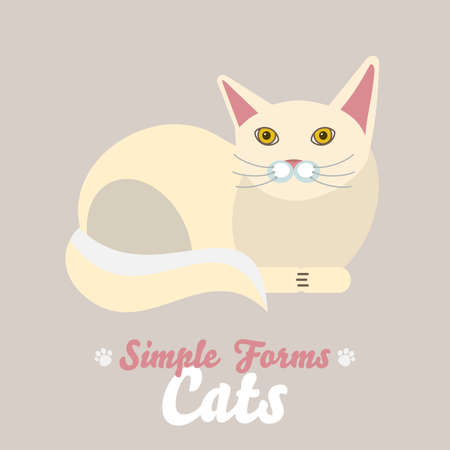 Flat cat isolated vector. Cartoon illustration domestic yellow cat logo icon. Art symbol constructor fun adorable pet. Sign flat style portrait silhouette modern abstract friendly cute catのイラスト素材