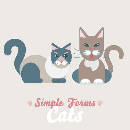 Flat brown cats isolated vector. Cartoon illustration domestic brown cats logo icon. Art symbol smiling fun adorable pets. Sign flat style portrait silhouette modern abstract friendly brown cute catのイラスト素材