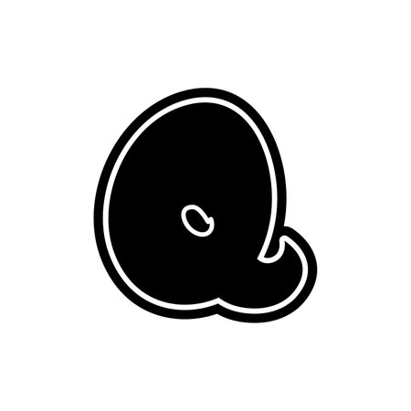 Q letter font decorative hand drawn lettering, alphabet vector letter. Handwritten typographic design. Cartoon funny bold letter logo, poster, postcard, hand drawn design. Vector alphabet, lettering.のイラスト素材