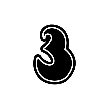 3 number three font decorative hand drawn lettering, vector numeral. Handwritten typographic design. Cartoon funny bold number for logo, poster, postcard, hand drawn design. Vector numbers, lettering.のイラスト素材