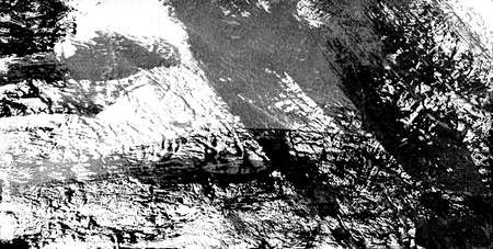 Abstract contemporary art paint illustration. Artistic drawing art. Painted hand drawn background, conceptual dry brush art in black and white colors. Long banner, contrast abstract texture.の写真素材