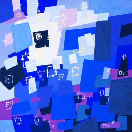 Abstract illustration fabric texture, contemporary art. Ethnic background with patches. Colorful grungy boho. Hand drawn illustration with ethnic patchwork for card, poster, backdrop, fabric print.の写真素材