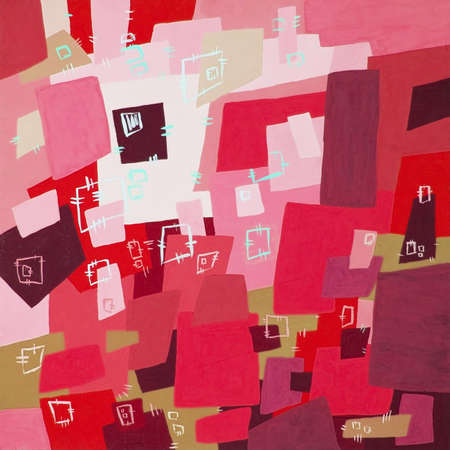 Abstract illustration fabric texture, contemporary art. Ethnic background with patches. Colorful grungy boho. Hand drawn illustration with ethnic patchwork for card, poster, backdrop, fabric print.の写真素材