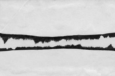 Abstract landscape, black and white minimalist art illustration. Contrast achromatic craft paper applique with lines. Black white minimalist abstract collage. Landscape for postcard, poster, banner.の写真素材