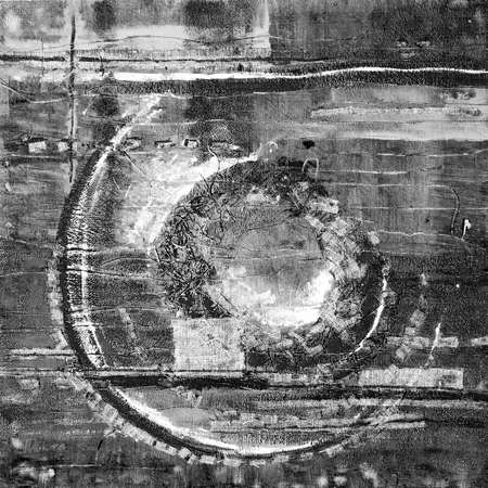 Abstract illustration black and white fabric applique. Ethnic background canvas patches. Colorful grungy boho background. Hand drawn illustration ethnic patchwork for card, poster, backdrop, print.の写真素材