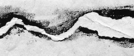 Abstract landscape, black and white minimalist art illustration. Contrast achromatic craft paper applique with lines. Black white minimalist abstract collage. Landscape for postcard, poster, banner.の写真素材