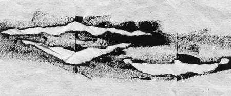 Abstract landscape, black and white minimalist art illustration. Contrast achromatic craft paper applique with lines. Black white minimalist abstract collage. Landscape for postcard, poster, banner.の写真素材