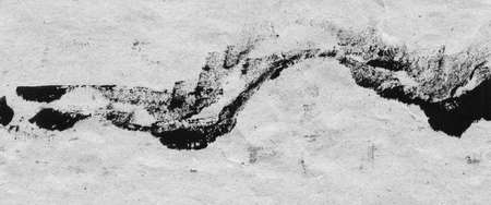 Abstract landscape, black and white minimalist art illustration. Contrast achromatic craft paper applique with lines. Black white minimalist abstract collage. Landscape for postcard, poster, banner.の写真素材