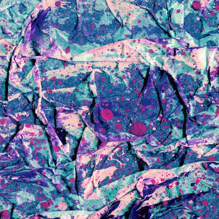Contemporary abstract art illustration. Wrinkled paper texture paint dropsの写真素材