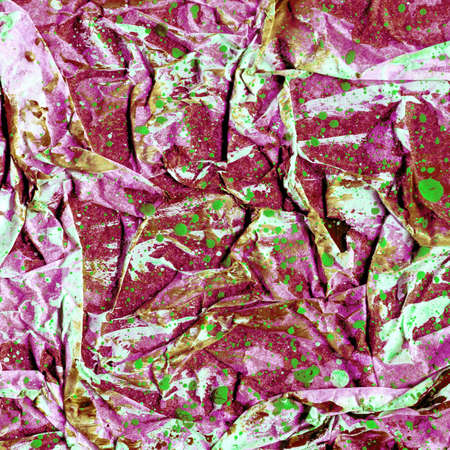 Contemporary abstract art illustration. Wrinkled paper texture paint dropsの写真素材