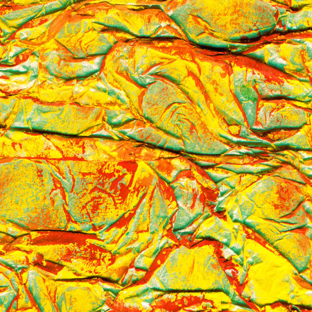 Contemporary abstract art illustration. Wrinkled paper texture paint drops.の写真素材