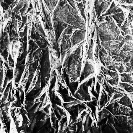 Contemporary abstract art illustration. Wrinkled paper texture paint drops.の写真素材