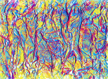 Contemporary abstract art illustration. Wrinkled paper texture paint drops.の写真素材