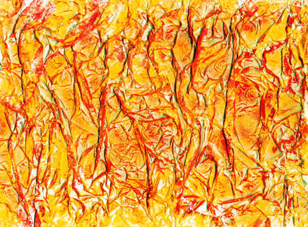 Contemporary abstract art illustration. Wrinkled paper texture paint drops.の写真素材