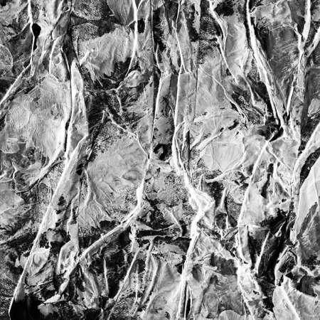 Contemporary abstract art illustration. Wrinkled paper texture paint dropsの写真素材