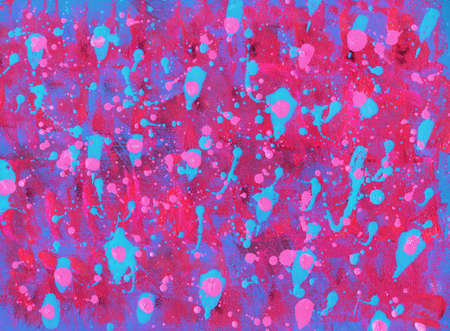 Contemporary abstract art illustration. Bright grungy colored paper texture with paint drops.の写真素材