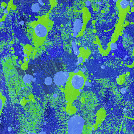 Contemporary abstract art illustration. Bright grungy colored paper texture with paint drops.の写真素材