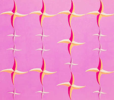 Stars pattern texture mesh illustration. Hand drawn painting in blue and pink. Graphic geometric shapes decorative template, repeat stars mesh background, ornament. Abstract grid, contemporary artの写真素材