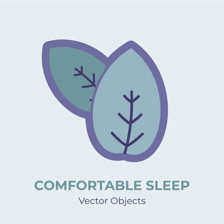 Peppermint leaves vector isolated. Peppermint for comfortable sleep illustration. Cartoon concept against sleep disorder insomnia depression. Self helping illustration calming green peppermint herbsのイラスト素材