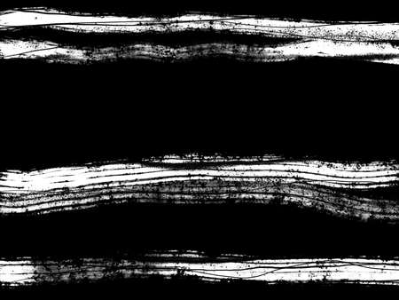 Abstract landscape ink hand drawn illustration. Black and white ink winter landscape with river. Minimalistic hand drawn illustration card background poster banner. Hand drawn watercolor black lines.の写真素材