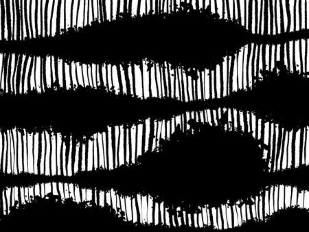 Abstract landscape ink hand drawn illustration. Black and white ink winter landscape with river. Minimalistic hand drawn illustration card background poster banner. Hand drawn watercolor black lines.の写真素材