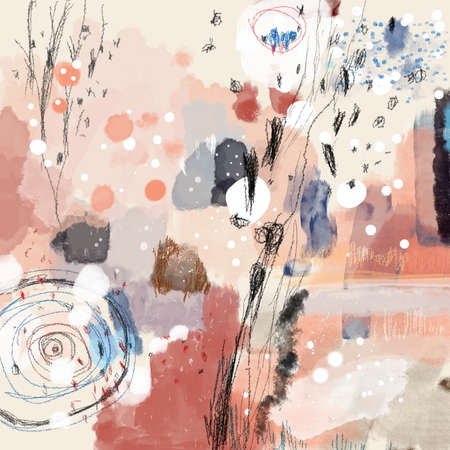 Modern watercolor illustration with contemporary painting. Abstract creative modern artistic background. Abstract illustration design. Hand drawn minimal wallpaper modern painting in faded pale colorsの写真素材