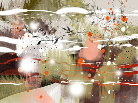 Modern watercolor illustration with contemporary painting. Abstract creative modern artistic background. Abstract illustration design. Hand drawn minimal wallpaper modern painting in faded pale colorsの写真素材